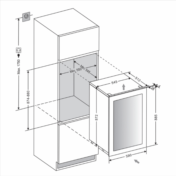 Vinska vitrina mQuvee WKD49FGB