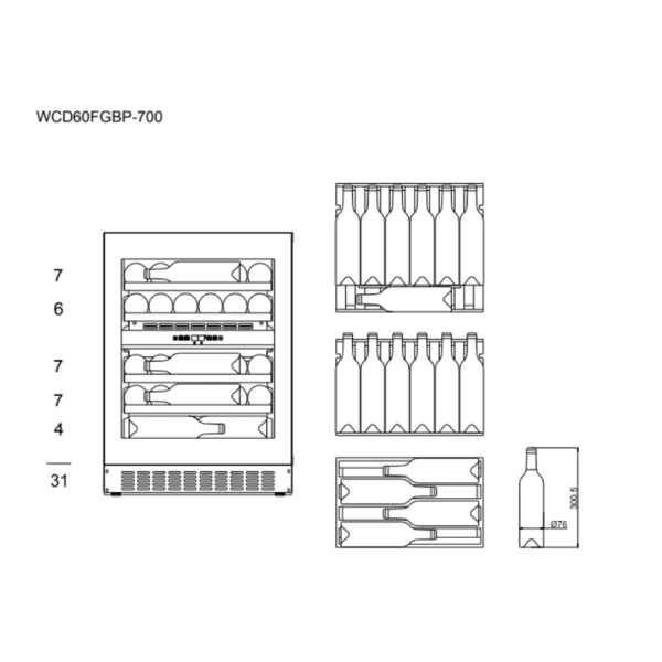 vinska vitrina mQuvee WCD60FGBP-700 (6) Vinska vitrina mQuvée WCD60FGBP-700