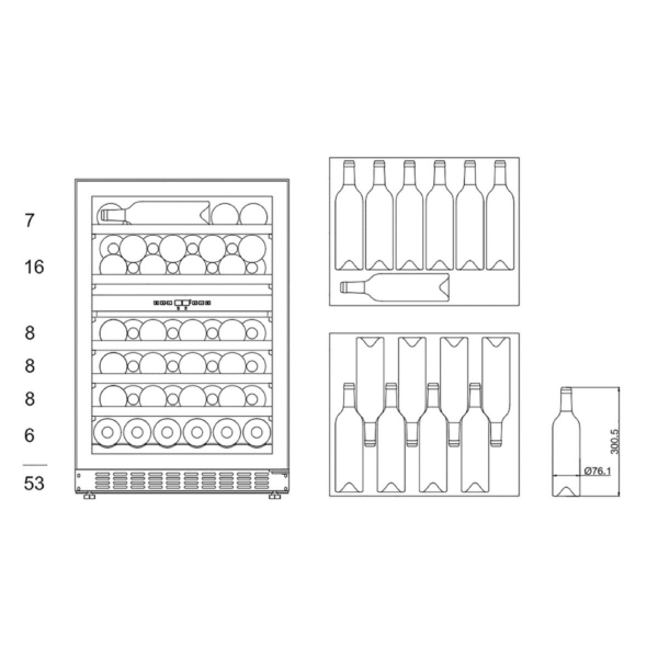 vinska vitrina mQuvee WCD60FGB-800 (8) mQuvée WCD60FGB-800 vinska vitrina