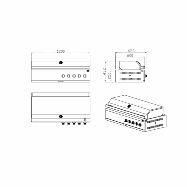 Nordic Line vgradni plinski žar detajl površine