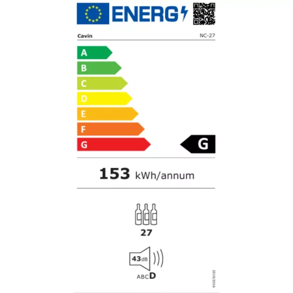 Vinska vitrina CAVIN NC-27B razporeditev vinskih steklenic