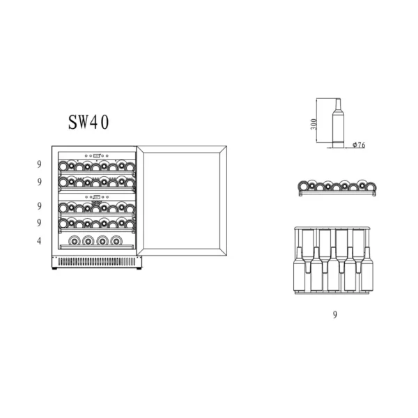 Kompaktna vinska vitrina Cavin SW40B
