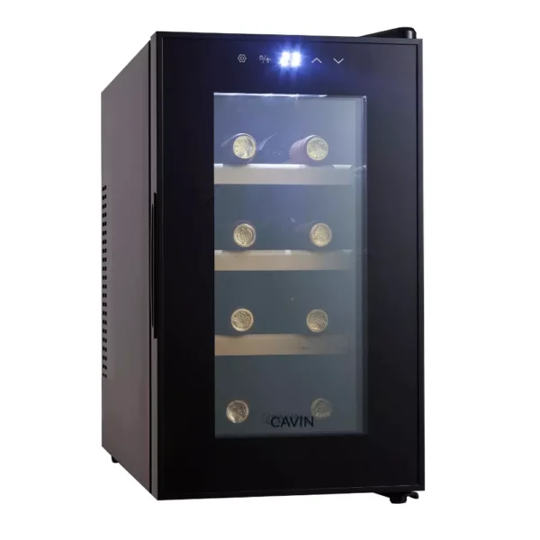 Vinska vitrina CAVIN NC-8B črna steklena vrata