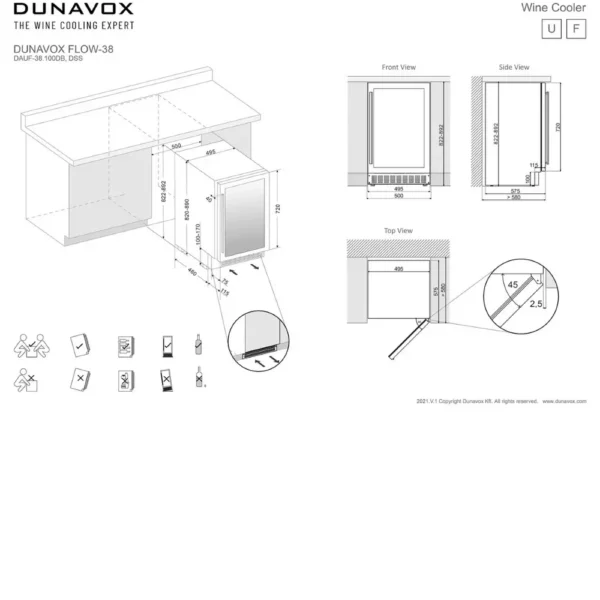 Vinska vitrina DUNAVOX DAUF-38.100DB steklena vrata UV zaščita