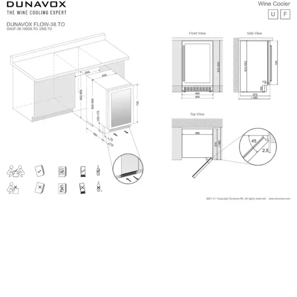 Vinska vitrina DUNAVOX DAUF-38.100DB.TO LED osvetlitev