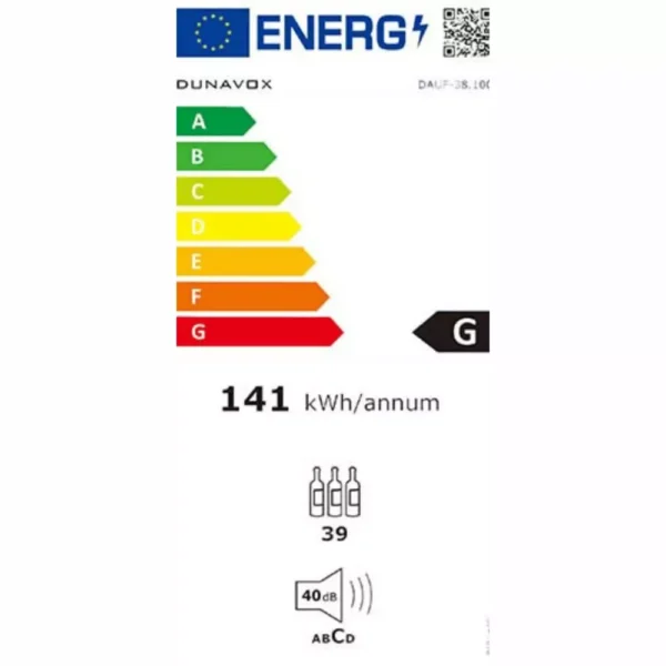 Vinska vitrina DUNAVOX DAUF-38.100DB.TO temno steklo UV zaščita