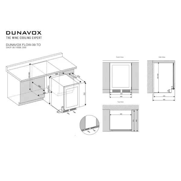Razporeditev steklenic v vinski vitrini Dunavox DAUF-39.119DB.TO