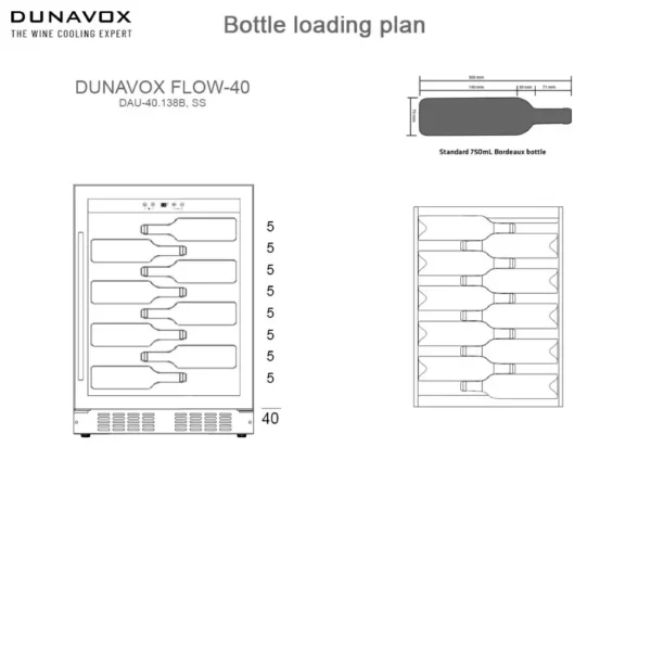 Vinska vitrina DUNAVOX DAUF-40.138B alternativni pogled