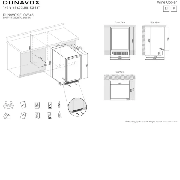 Vinska vitrina DUNAVOX DAUF-45.125DB.TO LED osvetlitev