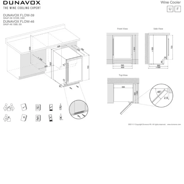 vinska vitrina DUNAVOX DAUF-46.138B-8 Vinska vitrina DUNAVOX DAUF-46.138B razporeditev vinskih steklenic