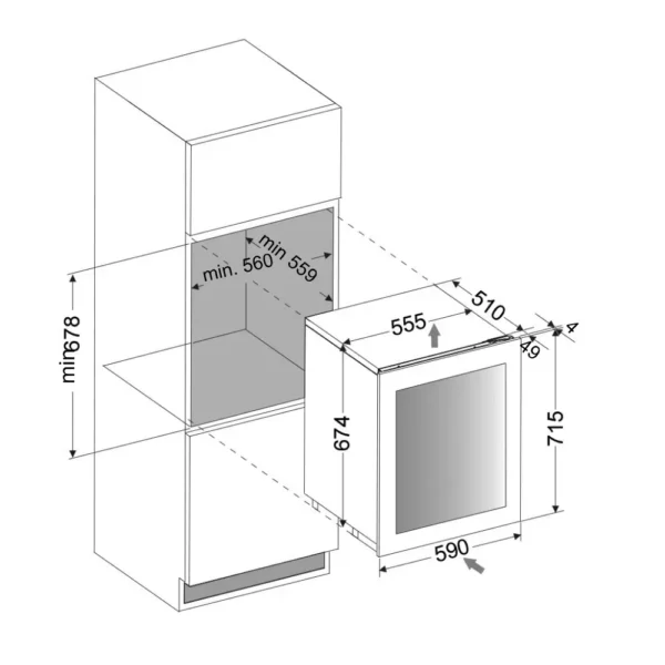 Vinska vitrina DUNAVOX DAVG-32.80DB – notranjost vinske vitrine
