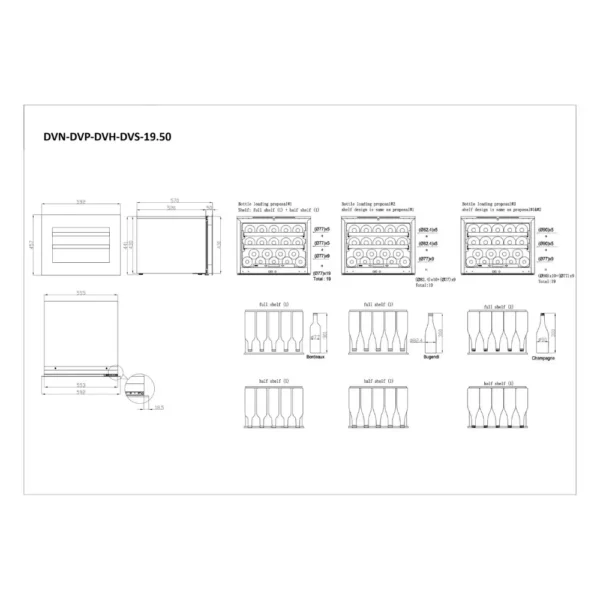 Vinska vitrina DUNAVOX DVH-19.50B.TO – črna steklena vrata