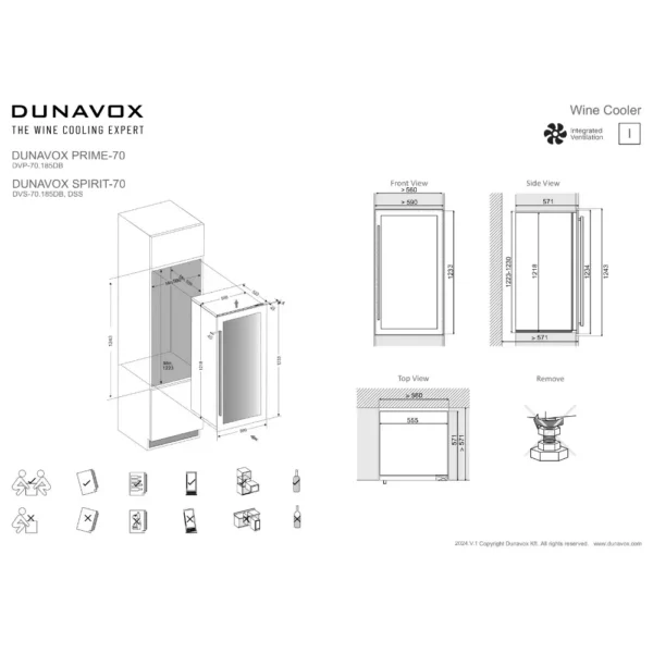 Prostorna vinska vitrina Dunavox DVP-70.185DB