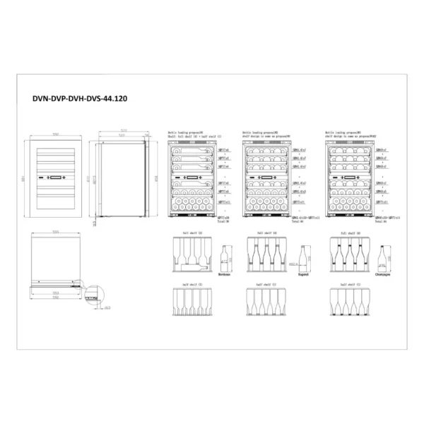 Vinska vitrina DUNAVOX DVS-44.120DB lesene izvlečne police