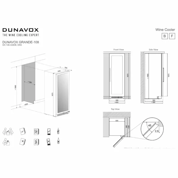 Vinska vitrina DUNAVOX DX-108.330DB LED osvetlitev