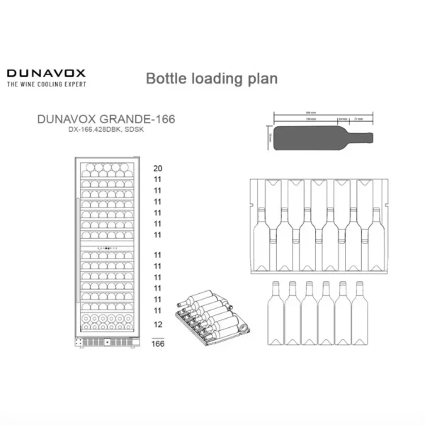Vinska vitrina DUNAVOX DX-166.428DBK – profesionalna vinska vitrina
