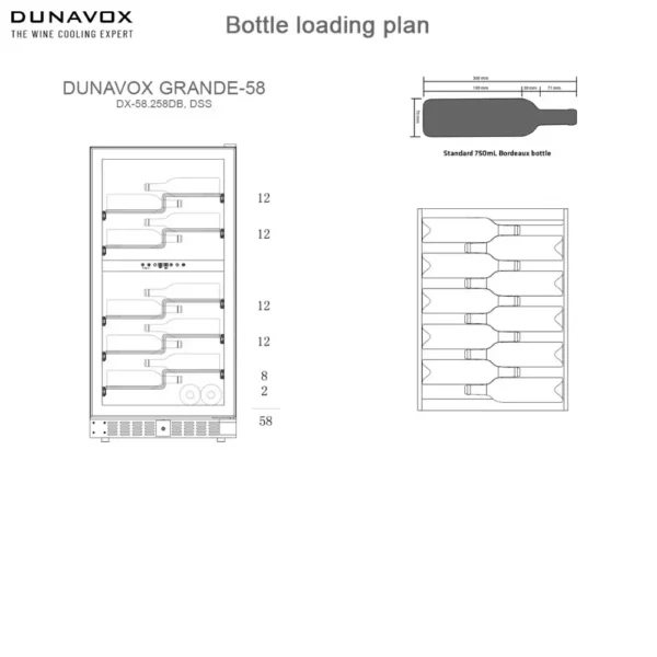 Vinska vitrina DUNAVOX DX-58.258DB črna steklena vrata UV zaščita