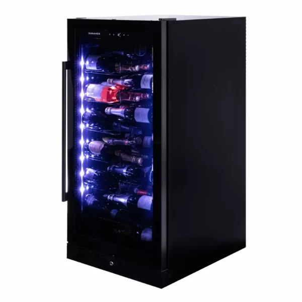 Vinska vitrina DUNAVOX DX-70.258DB črna steklena vrata UV zaščita