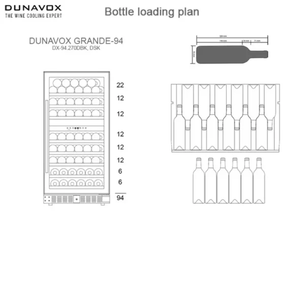 Vinska vitrina DUNAVOX DX-94.270DBK – črna steklena vrata