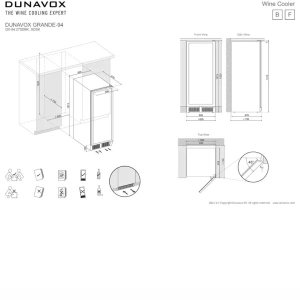 Vinska vitrina DUNAVOX DX-94.270DBK – prezračevalni sistem