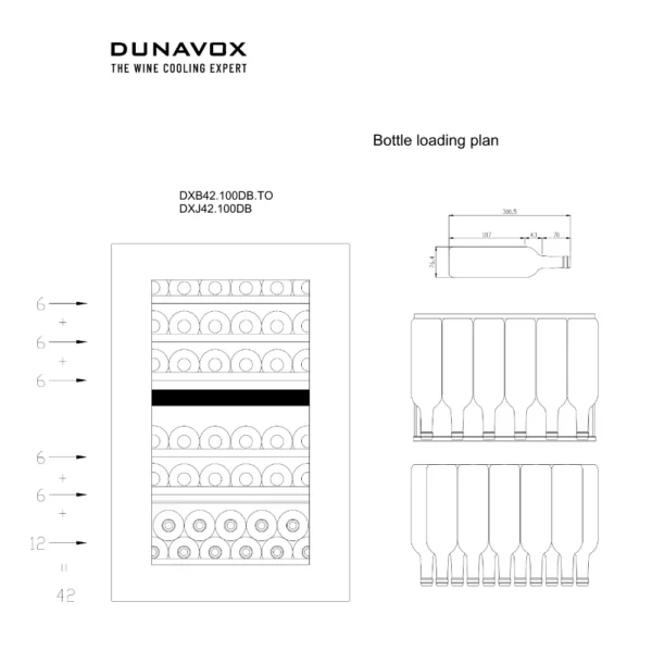 Prostorna vinska vitrina Dunavox DXB-42.100DB