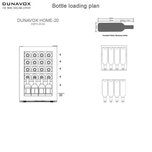 Vinska vitrina DUNAVOX DXFH-20.62 – notranja LED osvetlitev