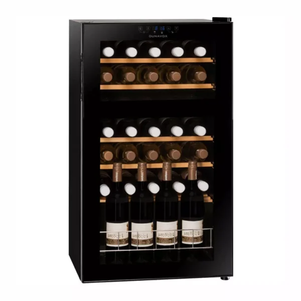 Vinska vitrina DUNAVOX DXFH-30.80 – črna steklena vrata