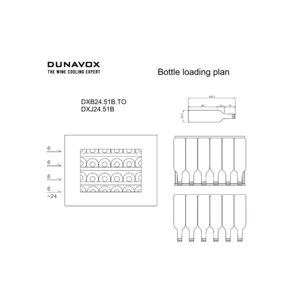 LED osvetlitev vinske vitrine Dunavox DXJ-24.51B