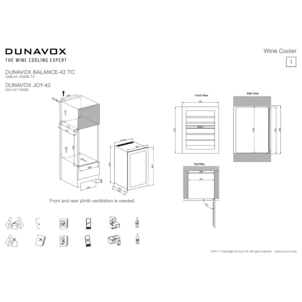 Prostorna vinska vitrina Dunavox DXJ-42.100DB
