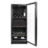 Vinska vitrina mQuvee VCB100SS GLASS notranjost z lesenimi policami