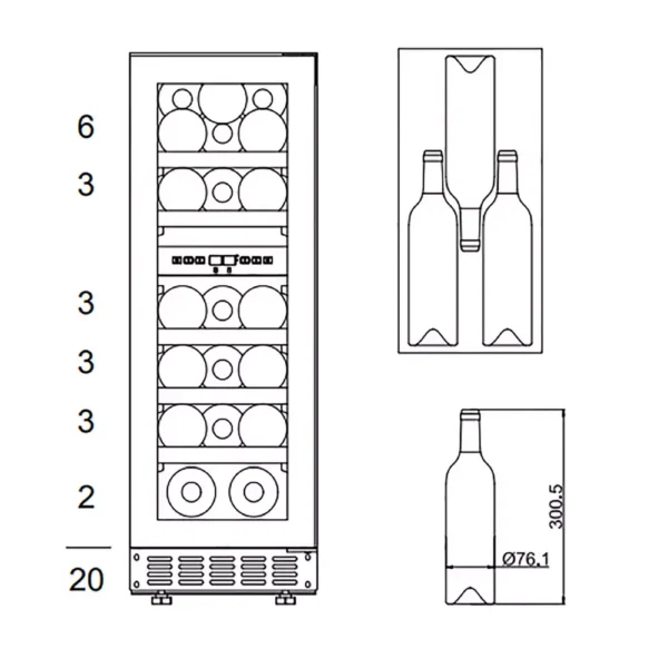 LED osvetlitev vinske vitrine mQuvee WCD30FGB