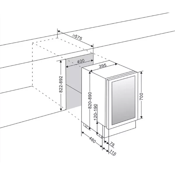 Vinska vitrina mQuvee WCD40AB-700 širina 40 cm