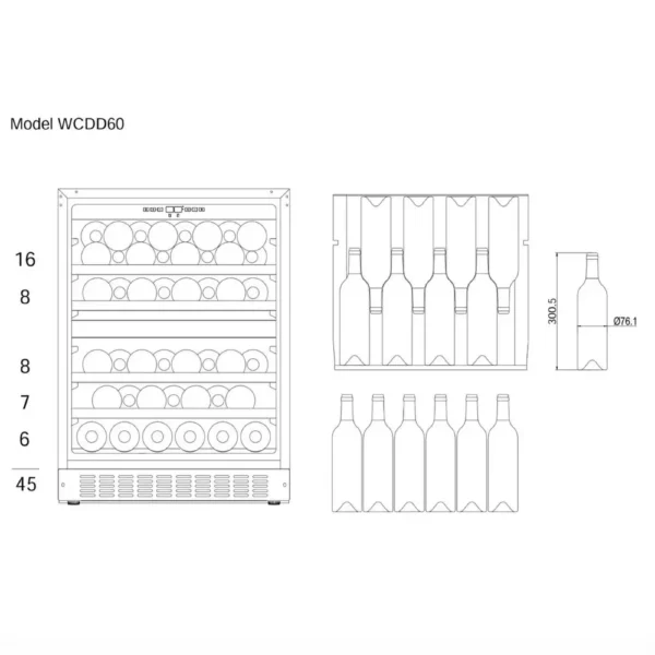 Vinska vitrina mQuvee WCD60AB-780 velika kapaciteta