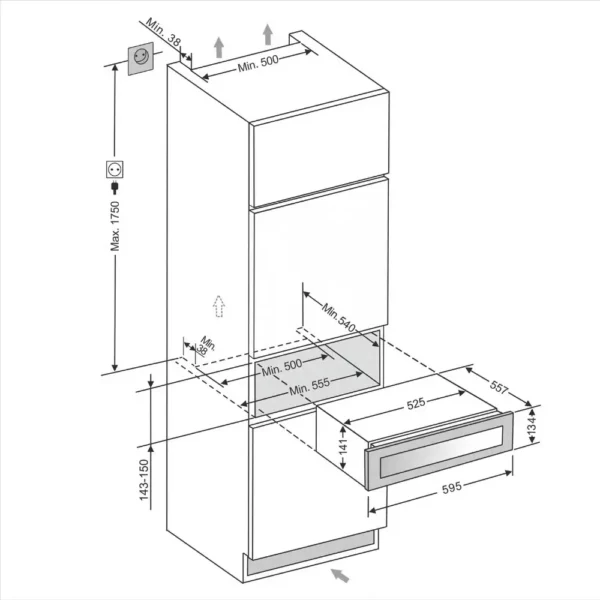 Minimalističen dizajn vinske vitrine mQuvée WKS5FGBP